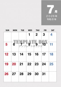 ２０２６年７月カ…