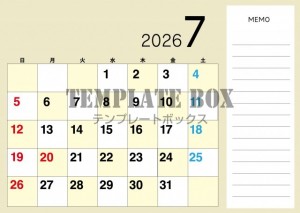 ２０２６年７月カ…