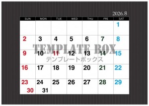 ２０２６年８月カ…