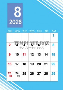２０２６年８月カ…