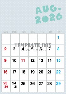 ２０２６年８月カ…