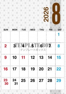 ２０２６年８月カ…