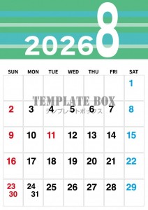 ２０２６年８月カ…