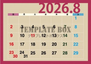 ２０２６年８月カ…