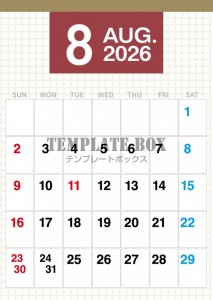 ２０２６年８月カ…