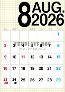 ２０２６年８月カ…