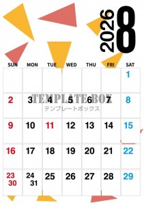 ２０２６年８月カ…