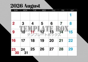 ２０２６年８月カ…