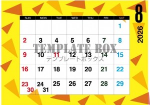 ２０２６年８月カ…