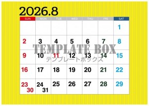 ２０２６年８月カ…｜無料テンプレート｜カレンダー｜無料