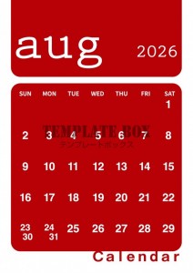 ２０２６年８月カ…