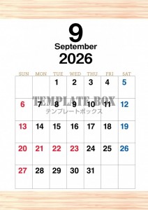 ２０２６年９月の…｜無料テンプレート｜カレンダー｜無料