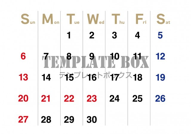 2026年9月のカレンダー:横型見やすい書体で予定管理