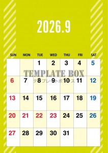 ２０２６年９月の…｜無料テンプレート｜カレンダー｜無料