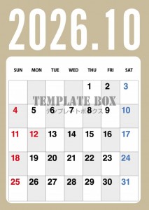 ２０２６年１０月…｜無料テンプレート｜カレンダー｜無料