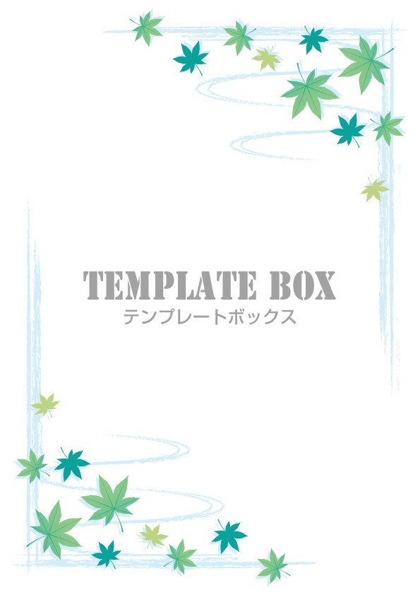 涼を感じる青紅葉のフレーム 夏 植物 葉 夏のお品書きや季節のお便りの彩りに使えるフレーム素材 無料イラスト素材 Templatebox