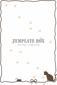 猫と足跡のシルエ…｜無料イラスト素材｜フレーム・飾り枠｜無料