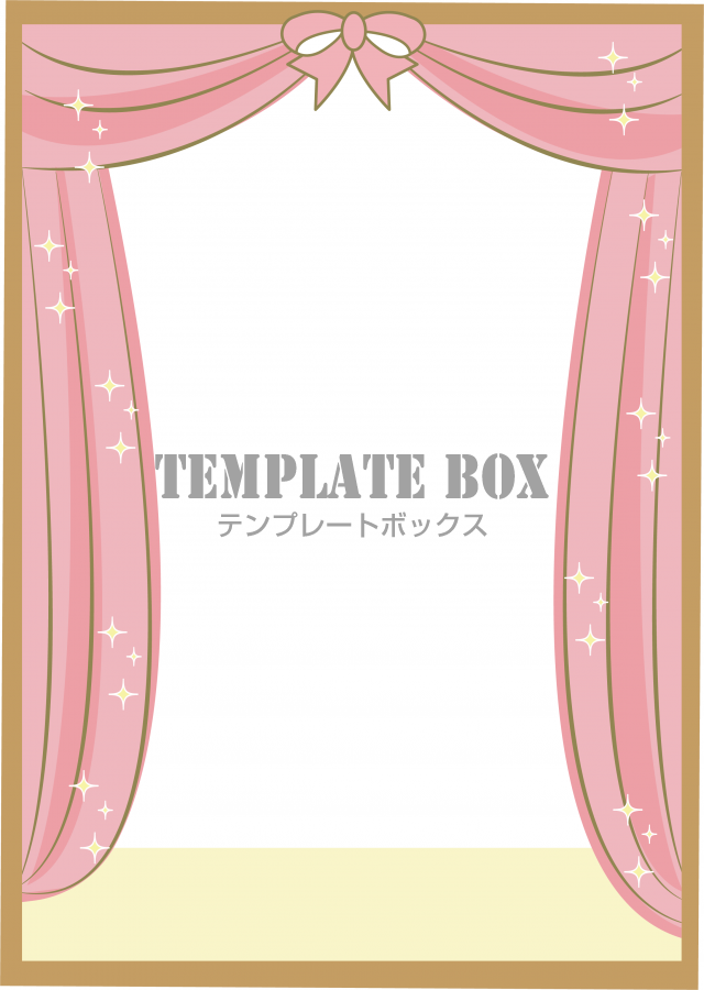 ピアノの発表会や舞台告知に最適 キラキラカーテンのイラストフレームで女の子が喜ぶデザイン 無料イラスト素材 Templatebox