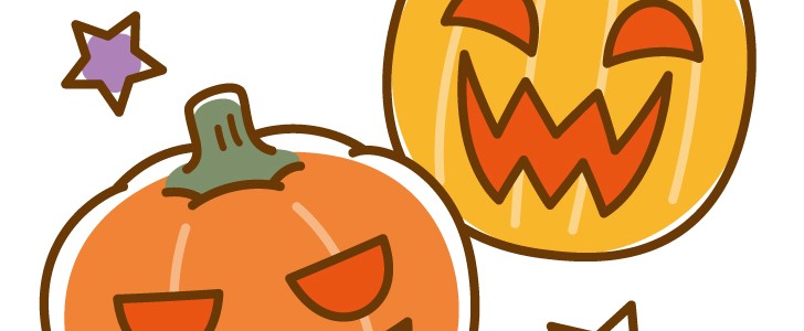 2体のジャックオーランタン 10月 ハロウィン かぼちゃ 秋 ちょっとした隙間に使えるかわいいワンポイントカット 無料イラスト 素材 Templatebox