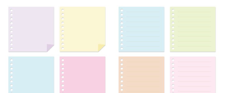 カラフルなメモ帳のセット PNG・PDF（メモにプッシュピンイラストを組み合わせて使ってもかわいい） | 無料イラスト素材｜TemplateBox
