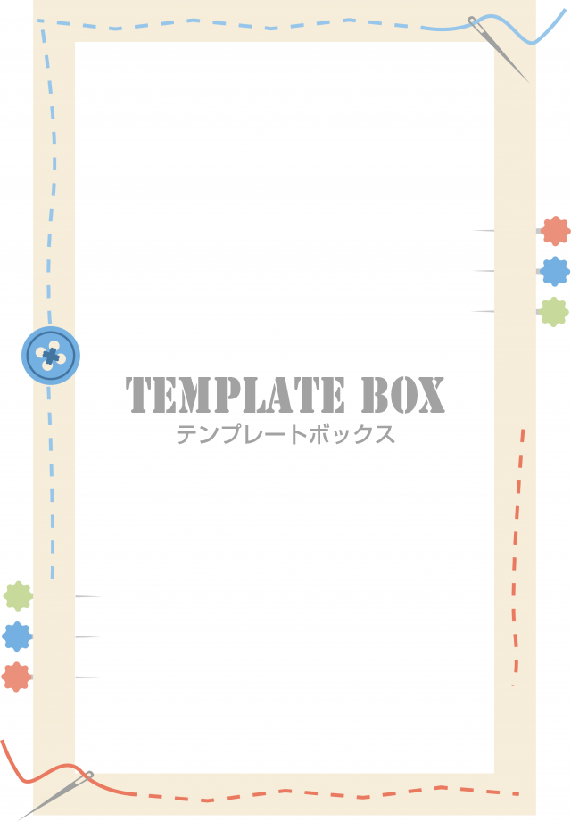 針 糸 ボタン かわいい手芸アイテムがフ優しい色合いでデザインされたメッセージカードやフレーム 無料イラスト素材 Templatebox