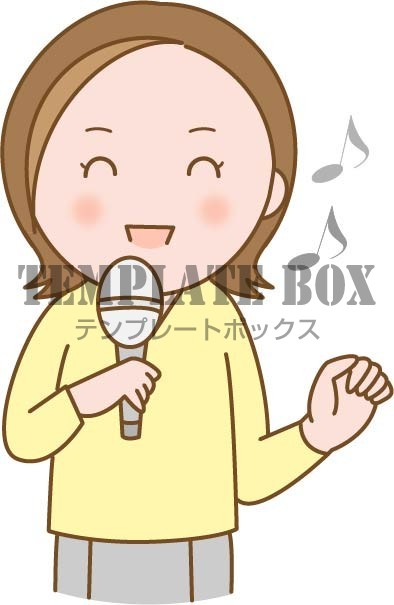 カラオケで楽しくリズムをとりながら歌う女性のワンポイントイラスト 無料イラスト素材 Templatebox