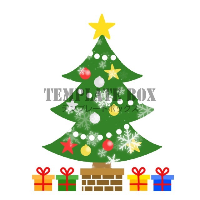 クリスマスツリー 星 プレゼント オーナメント 雪の結晶 クリスマスのワンポイントに 無料イラスト素材 Templatebox