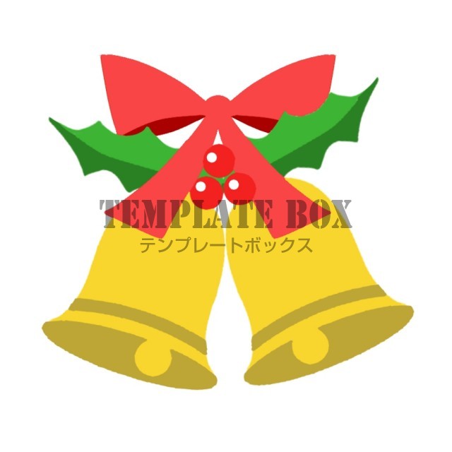 ベル 赤いリボン ひいらぎ クリスマスのお知らせクリスマスカード 無料イラスト素材 Templatebox