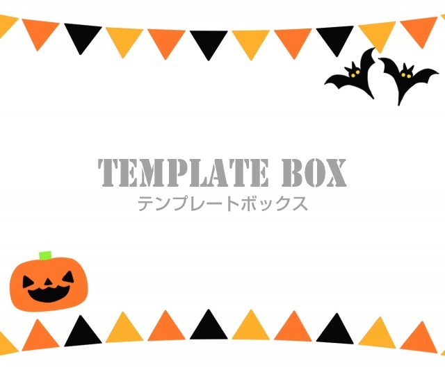 三角の旗 ハロウィン フレーム コウモリ 10月のハロウィンフレーム 無料イラスト素材 Templatebox