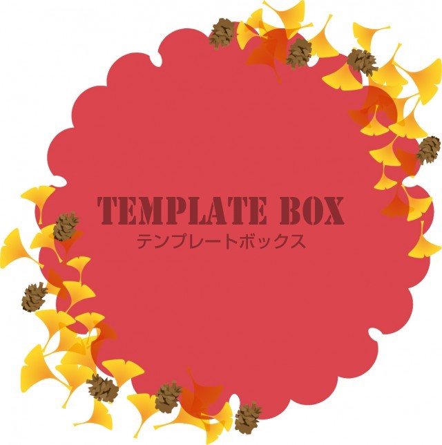 秋のワンポイントフレーム 秋 和風調花のフレームにイチョウと松ぼっくりのワンポイントフレーム Pop チラシなどに 素材 無料イラスト 素材 Templatebox