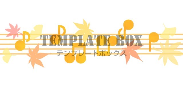 音符ともみじの秋ライン 紅葉 銀杏 10月 秋のお便りのライン素材に 無料イラスト素材 Templatebox