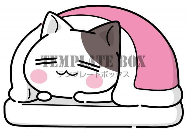 10月10日はふとんの日 ぶち猫 にゃんこ お布団 寝具 睡眠 休養 ふとんの日に使えるかわいいワンポイントカット 無料イラスト 素材 Templatebox