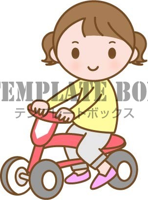 乗り物の自転車に乗るかわいいい女の子のワンポイントイラスト 子どもの遊びのイラスト 無料イラスト素材 Templatebox