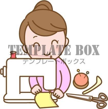 3月4日はミシンの日 今日は何の日記念日のワンポイントイラスト ミシンをかける女性のイラスト 無料イラスト素材 Templatebox