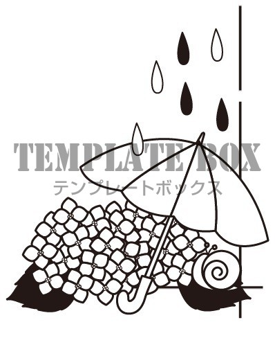 梅雨の時期におすすめする紫陽花 傘のコーナーイラスト モノクロ印刷に最適な無料素材 無料イラスト素材 Templatebox
