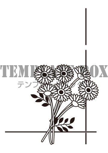 春と秋におすすめ ガーベラの花束がクラシックモダンに描かれたおしゃれなコーナー挿絵が無料素材で登場 無料イラスト素材 Templatebox
