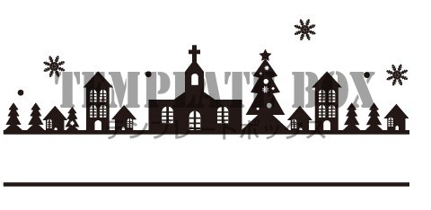 クリスマスの街並みがシンプルに描かれた万能イラスト クリスマスカードやポスターにおすすめの無料素材 無料イラスト素材 Templatebox