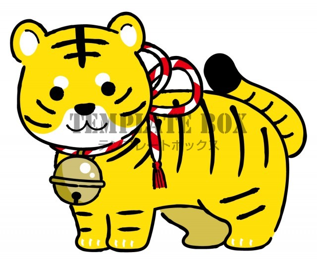 鈴飾りをつけたトラの置物 寅年 22年 干支 十二支 トラ とら 虎 動物 寅年に使えるワンポイントカット 無料イラスト 素材 Templatebox