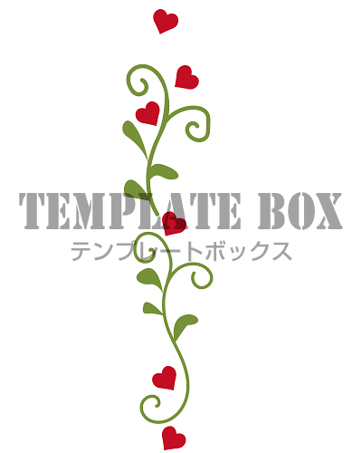 グリーンのツルにハートが点在するかわいい縦型ライン画像 無料イラスト素材 Templatebox