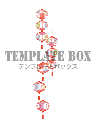 中華風イラスト おしゃれな赤い中華風提灯のイラストで縦の余白に便利な無料素材 無料イラスト素材 Templatebox