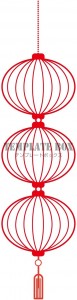 03 中華風イラスト☆おしゃれな赤い中華風提灯のイラストで縦の余白…