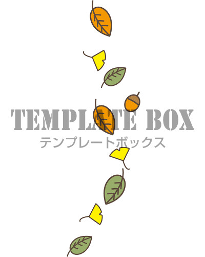 秋のイラスト 秋の風物詩 どんぐり 落ち葉 イチョウで構成された縦型ライン画像 無料 無料イラスト素材 Templatebox
