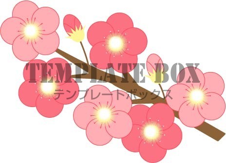 1月のイメージのワンポイントイラスト 赤い梅の木の花のイラスト 無料イラスト素材 Templatebox