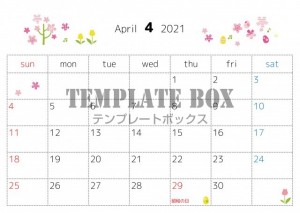 2021年4月カ…｜無料テンプレート｜カレンダー｜無料