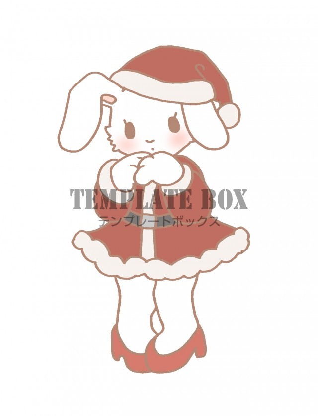 クリスマスのワンポイントイラスト サンタクロースの格好をしたうさぎの女の子のイラスト 無料イラスト素材 Templatebox