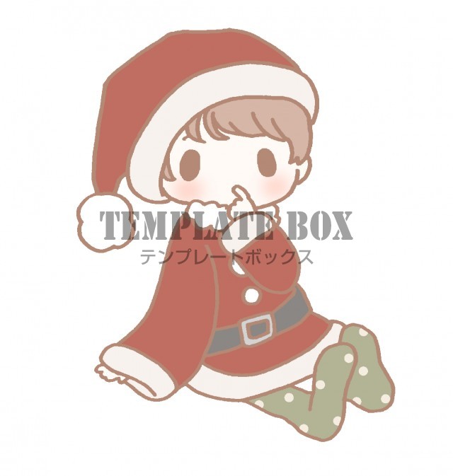 クリスマスのワンポイントイラスト サンタクロースの格好をした男の子のイラスト 無料イラスト素材 Templatebox