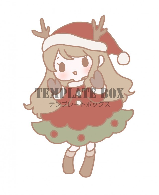 クリスマスのワンポイントイラスト サンタクロースの格好をした女の子のイラスト 無料イラスト素材 Templatebox