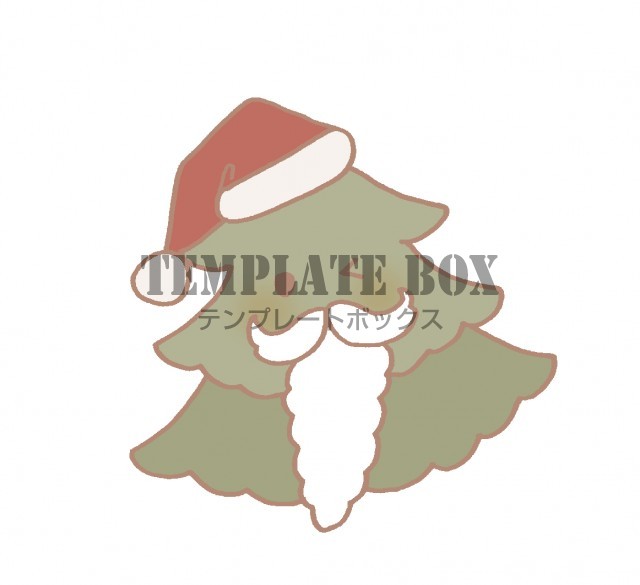 クリスマスのワンポイントイラスト サンタの帽子をかぶったもみの木のイラスト 無料イラスト素材 Templatebox