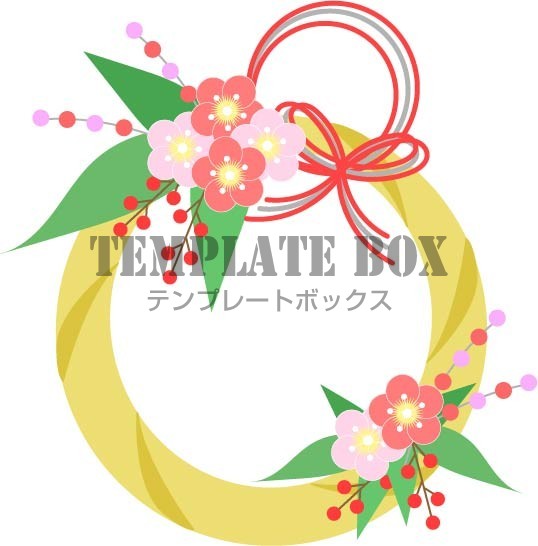 1月のイメージのワンポイントイラスト きれいなしめ縄飾りのイラスト 無料イラスト素材 Templatebox