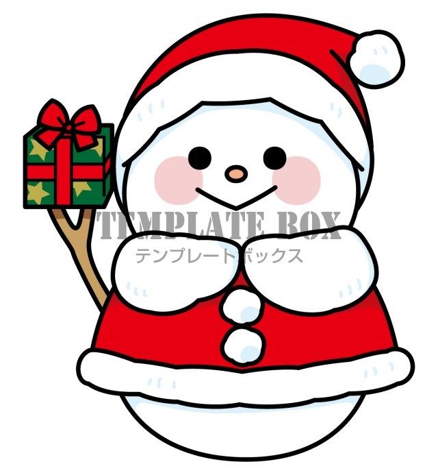 サンタ服の雪だるま スノーマン 冬 クリスマス サンタクロース 雪 12月 プレゼント 寒い冬に使えるワンポイントカット 無料イラスト 素材 Templatebox